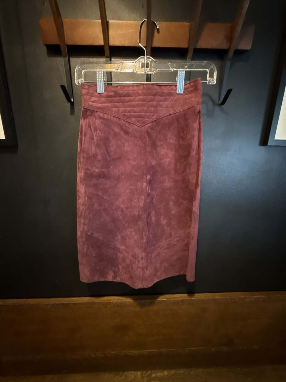 Vintage Maroon Suede Pencil Skirt